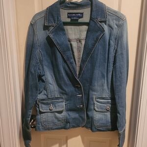 Bandolino Blue Washed Denim Blazer Jacket